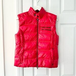 RLX Ralph Lauren Red Puffer Goose Down Double Zipper Chest Pocket Women Vest M